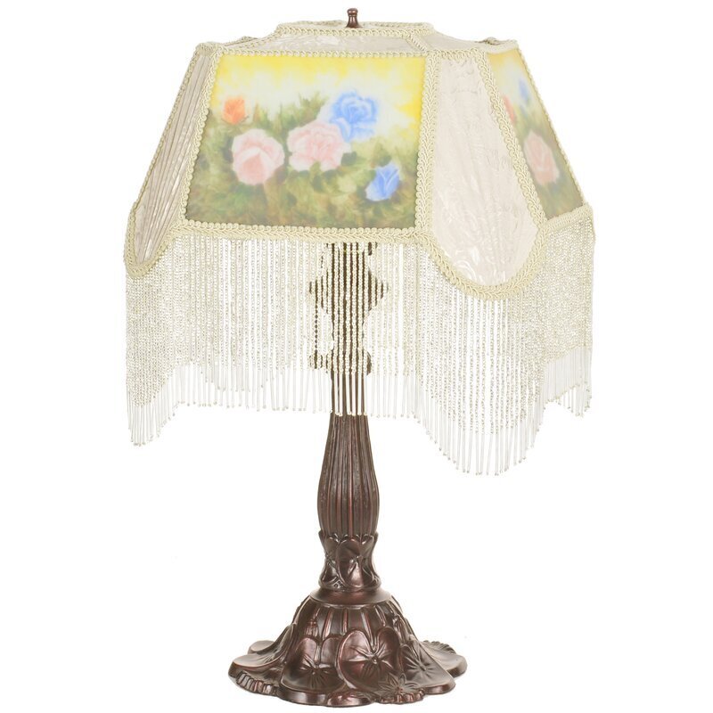 Reverse painted roses metal lamp 
