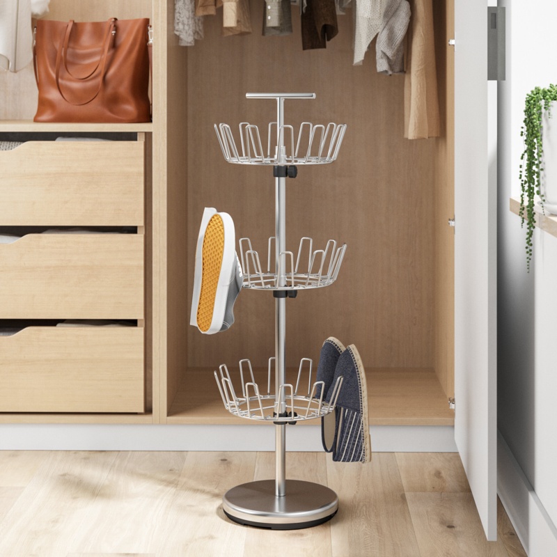 Revolving 18 Pair Shoe Rack