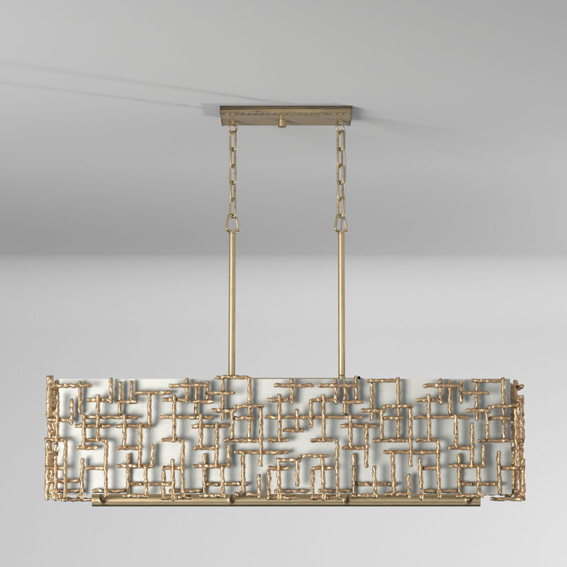 Rich Gold Rectangle Light Fixture Living Room