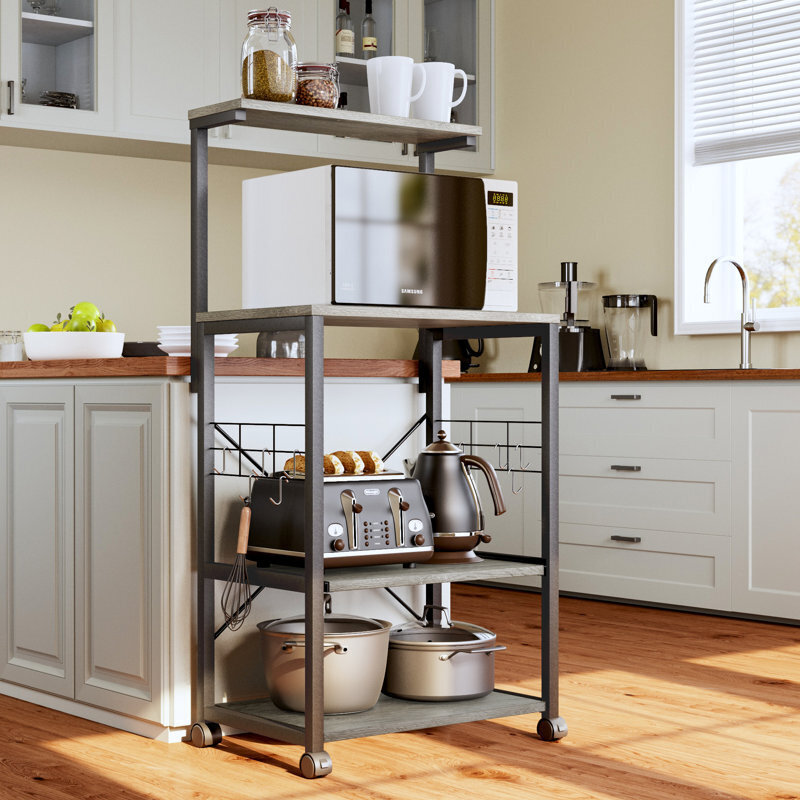 Rolling Metal and Wood Multi Shelf Kitchen Cart