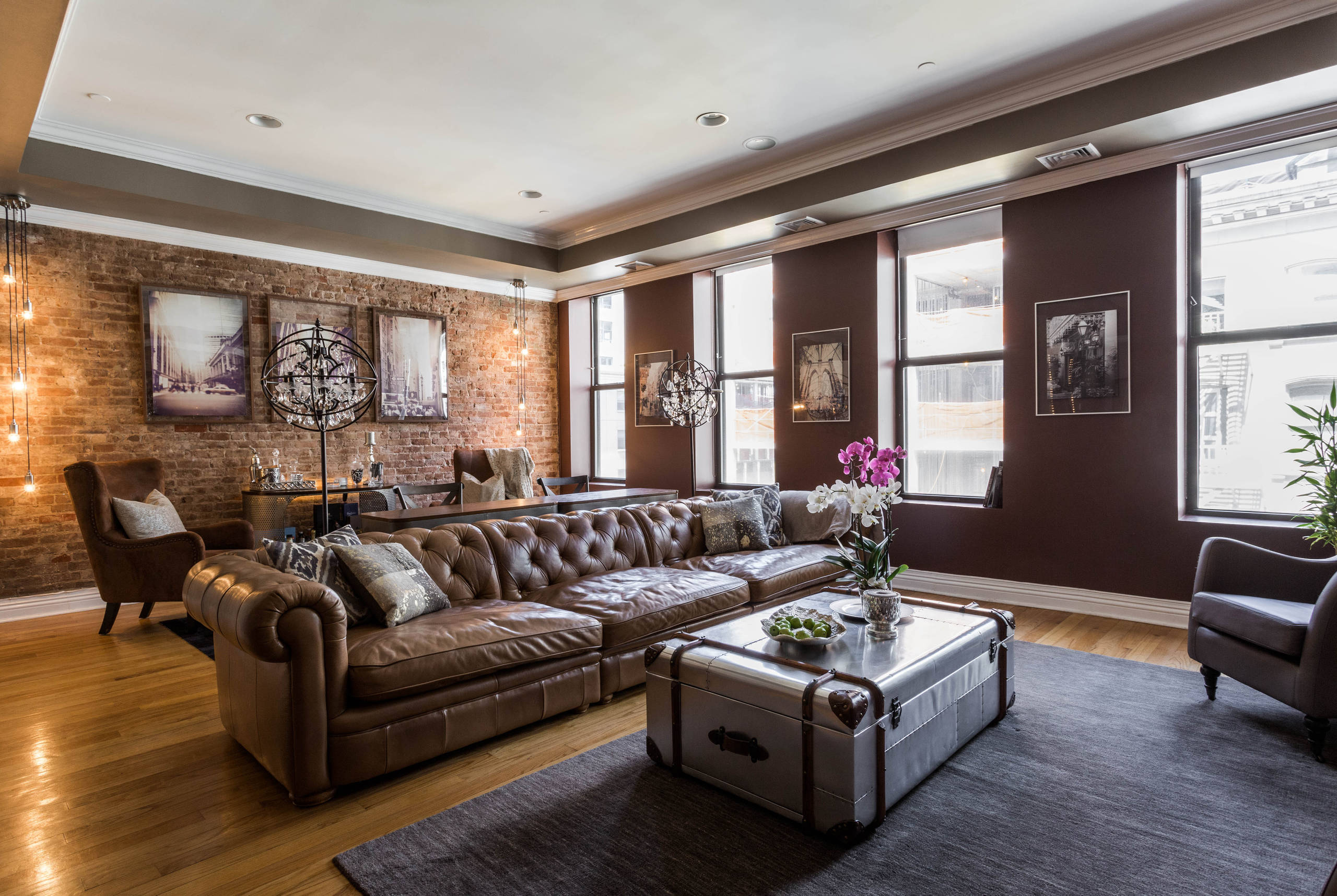 Room With Brick And Leather Decor