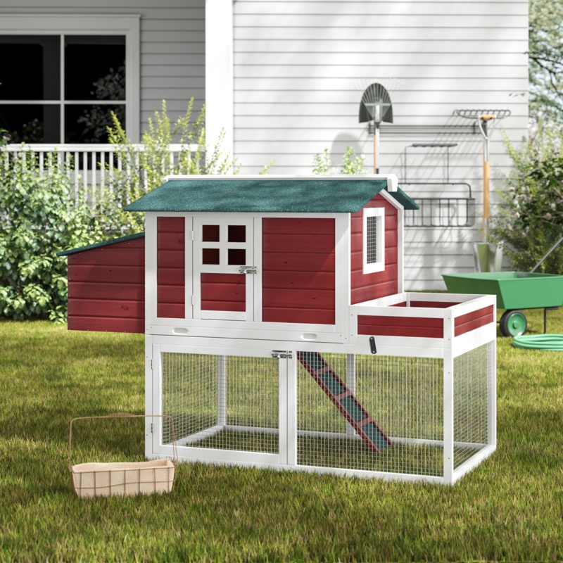Deluxe Chicken Coop with Outdoor and Indoor Areas