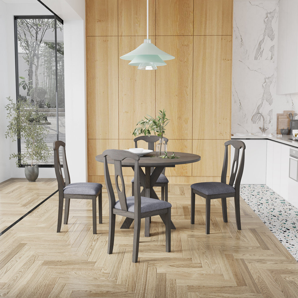 Round Breakfast Nook Table Set With Drop Leaves