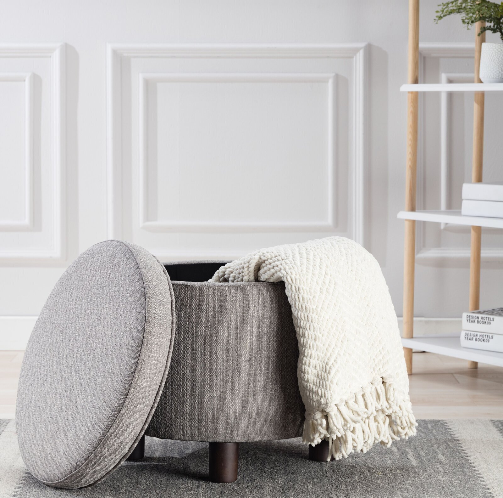 Round Fabric Ottoman 