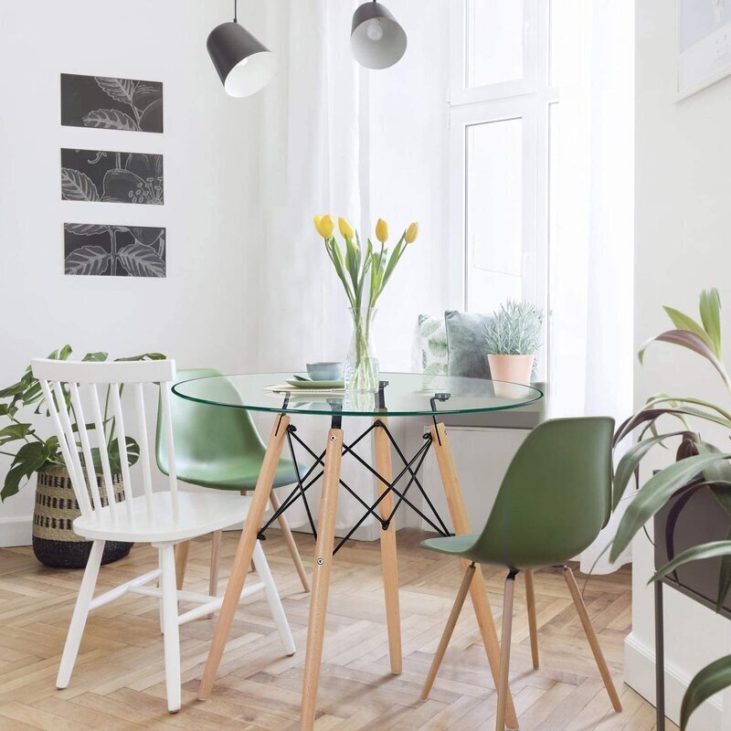 Round glass dining table 