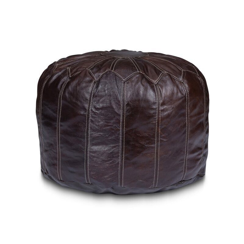 Round Leather Ottoman