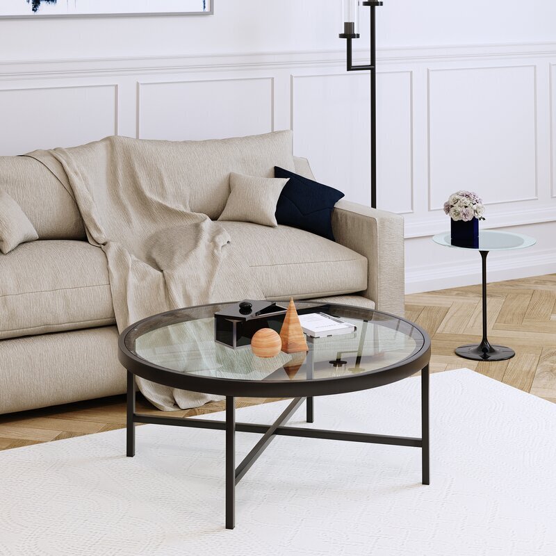 Round Minimalistic Mixed Material Coffee Table
