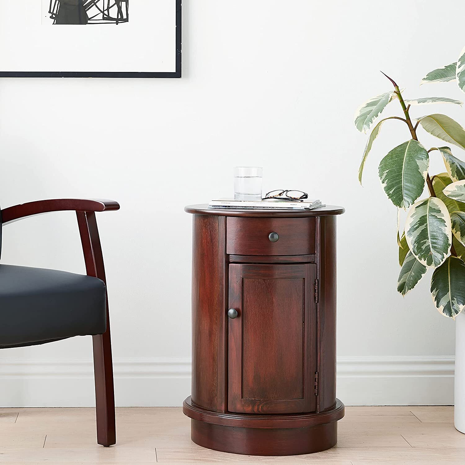 Round Vintage Art Deco Nightstand