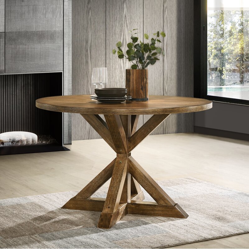 Rubberwood cross leg dining table