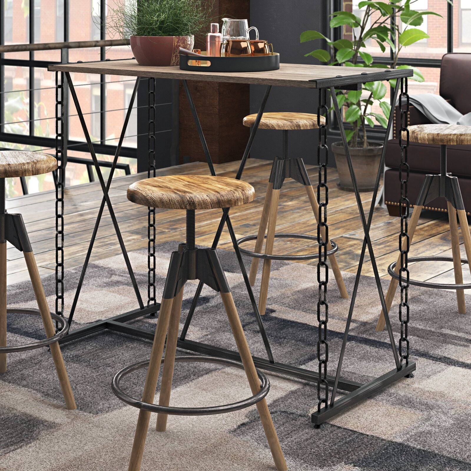 Rustic Bar Height Rectangular Table