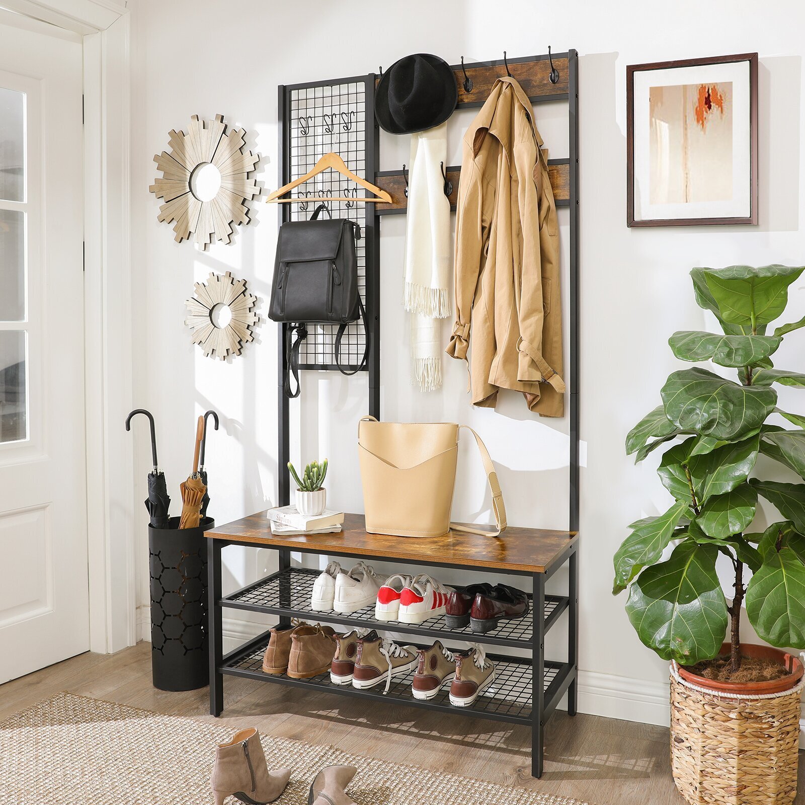 Rustic Coat Rack Bench