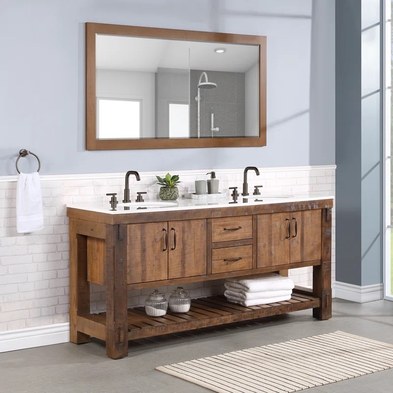 Rustic Double Vanity with Storage