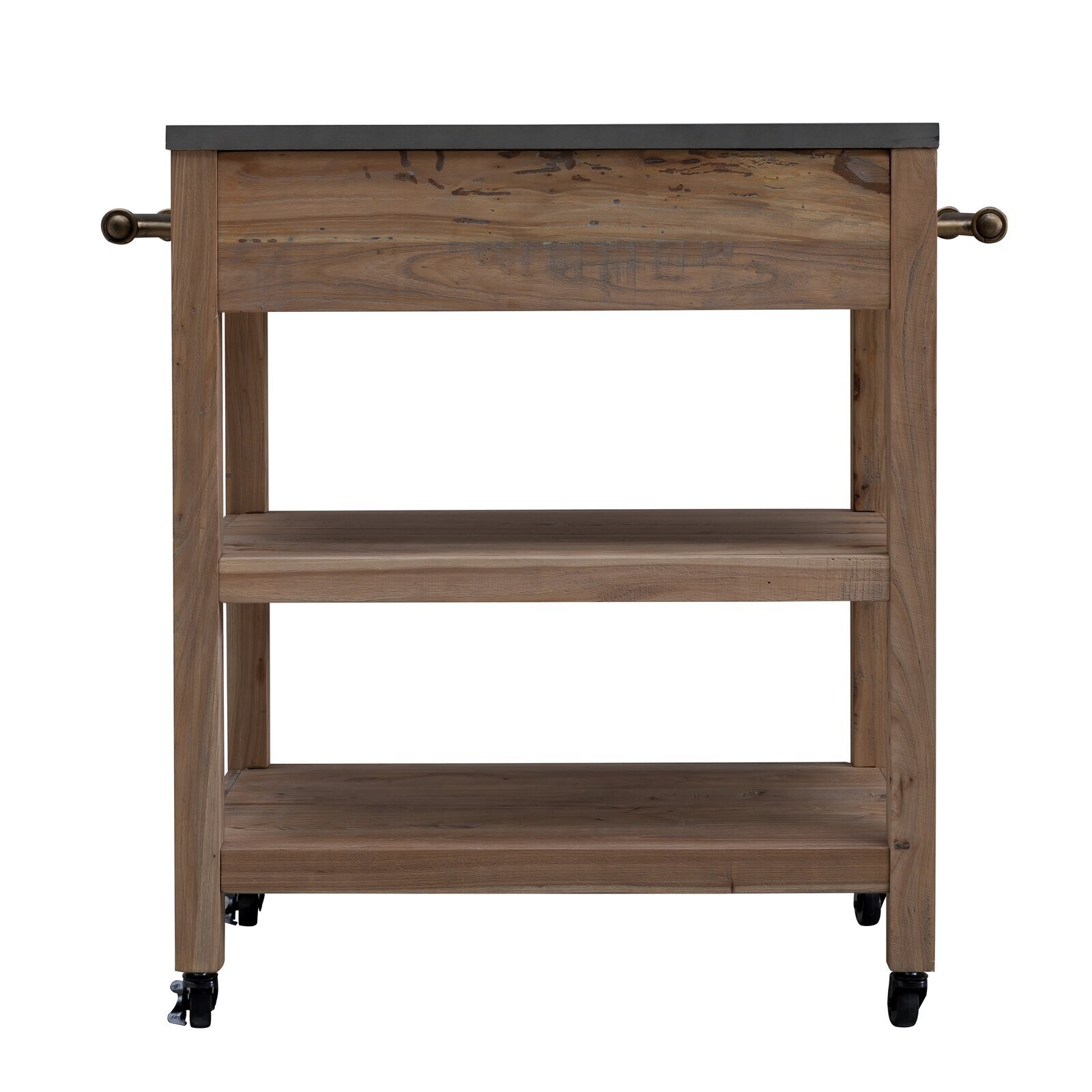 Rustic Granite Top Kitchen Island Cart