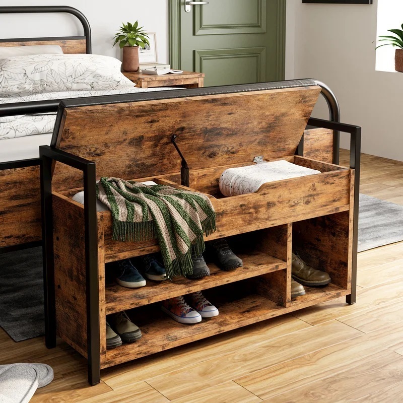 Rustic Indoor Bench with Storage 
