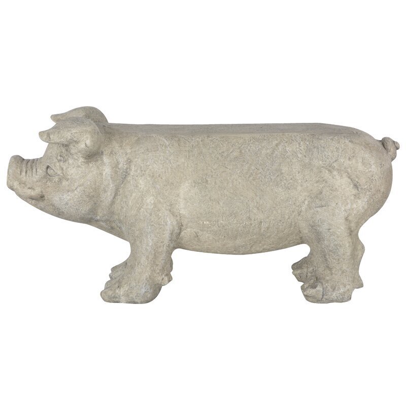 Rustic Pig Shaped Stone Garden Bench