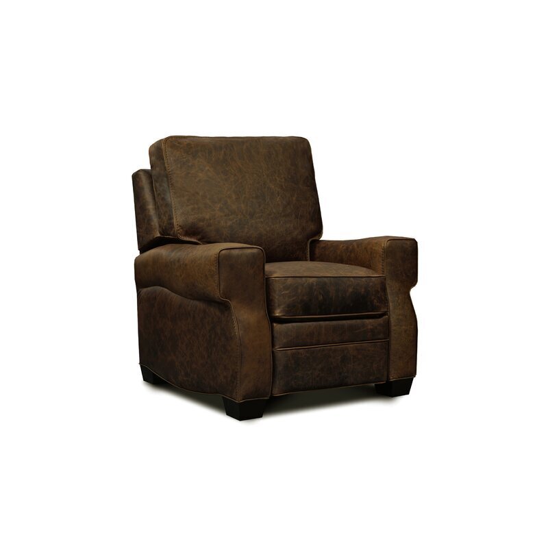 Rustic top grain leather recliner