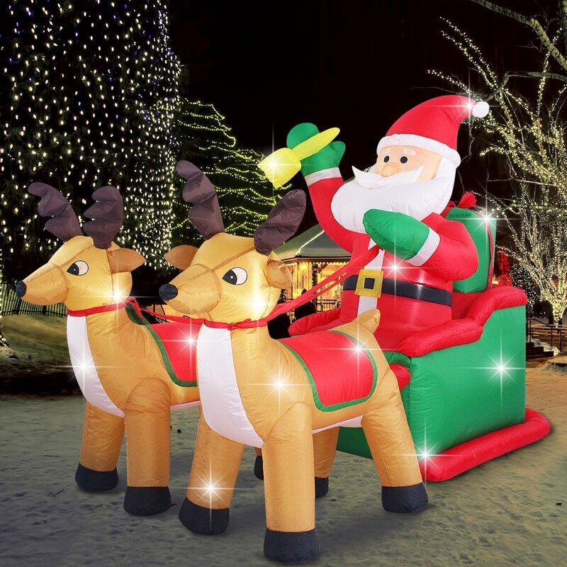 Santa, Sleigh, and a Duo of Reindeer