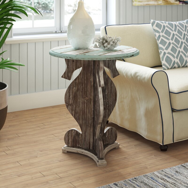 Seahorse pedestal end table