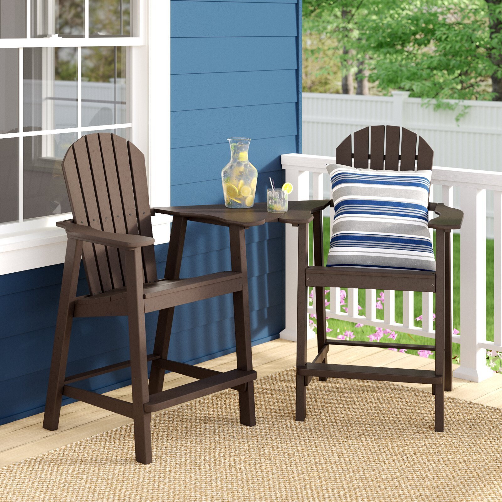 Set of 2 Adirondack Chairs with Table