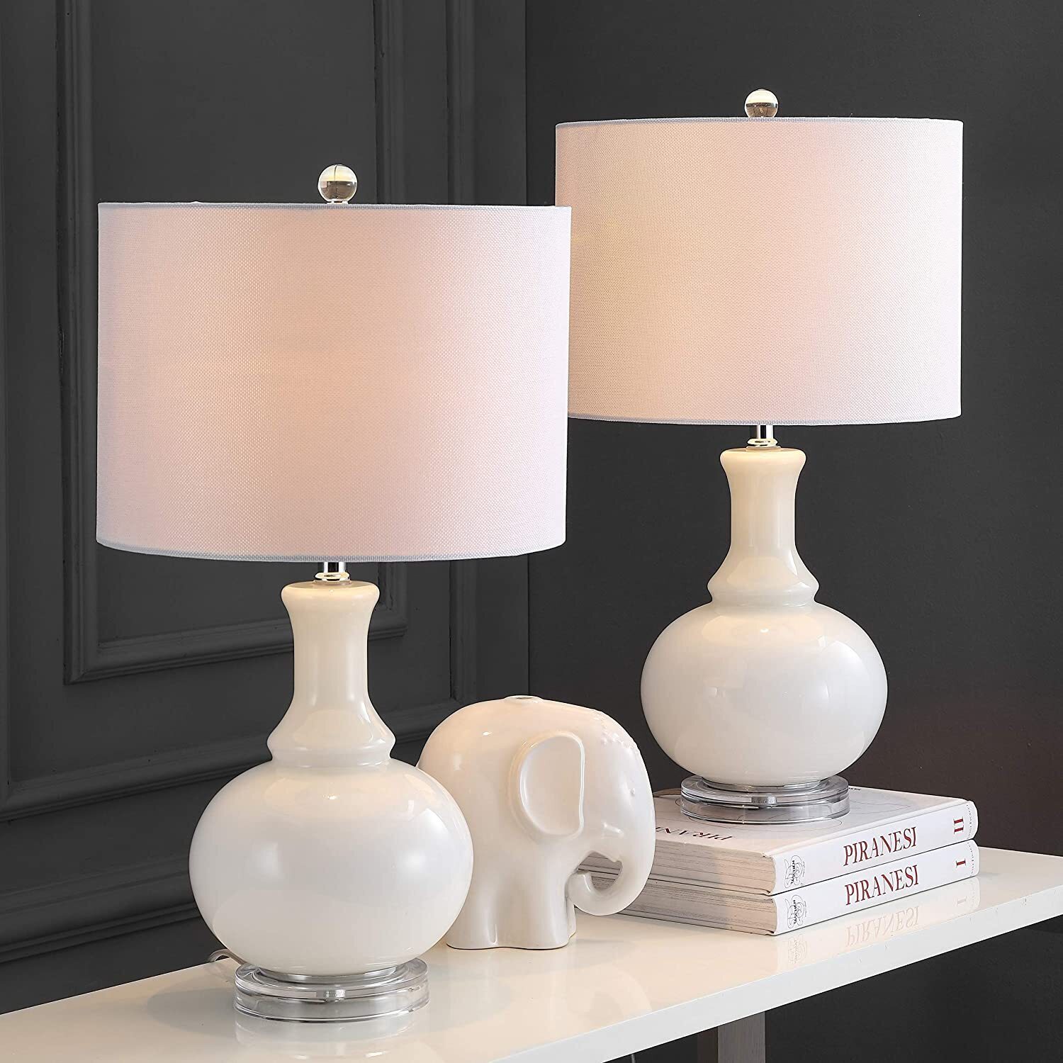 Set of 2 Milk Glass Lamps