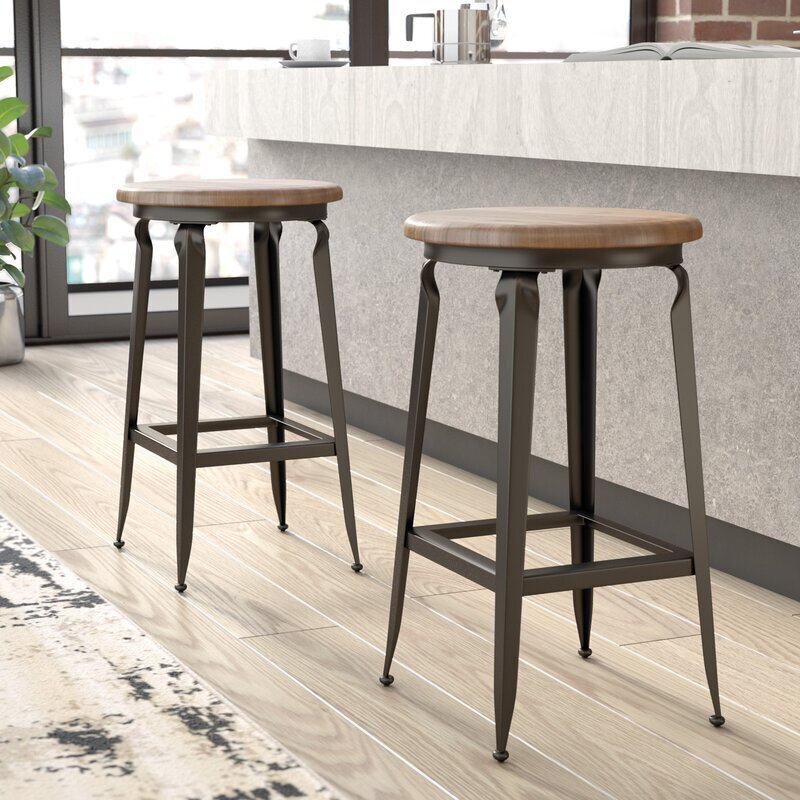 Set of 2 Wrought Iron Counter Stools