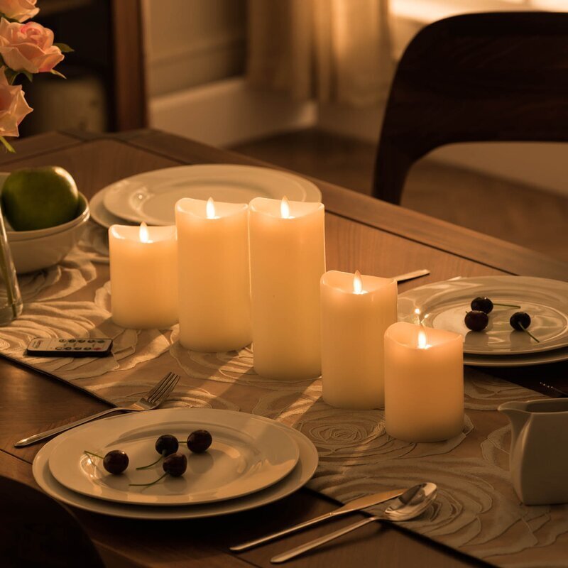 Set of Five Unscented Large Flameless Candles
