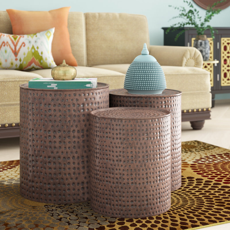 Set of three bronze coffee tables