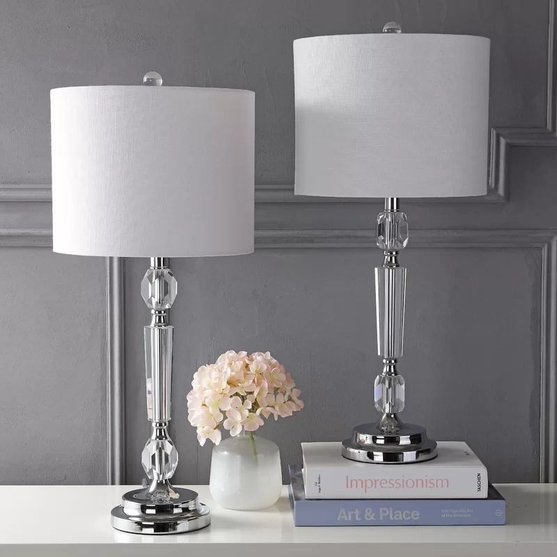 Set of Two Antique Crystal Lamps