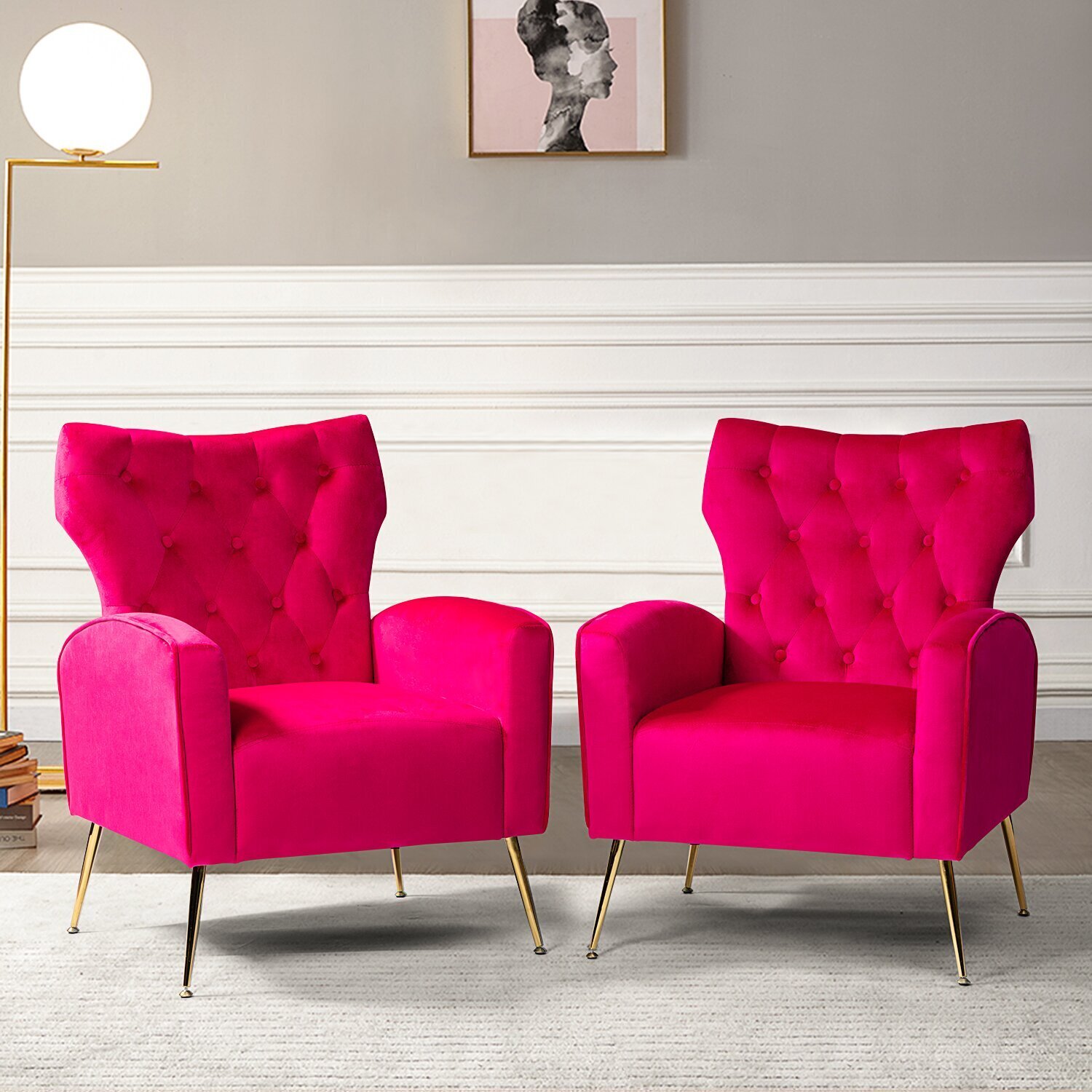Set of Two Bright Pink Chairs