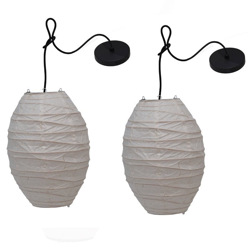 Set of Two Oblong Paper Pendant Lights 