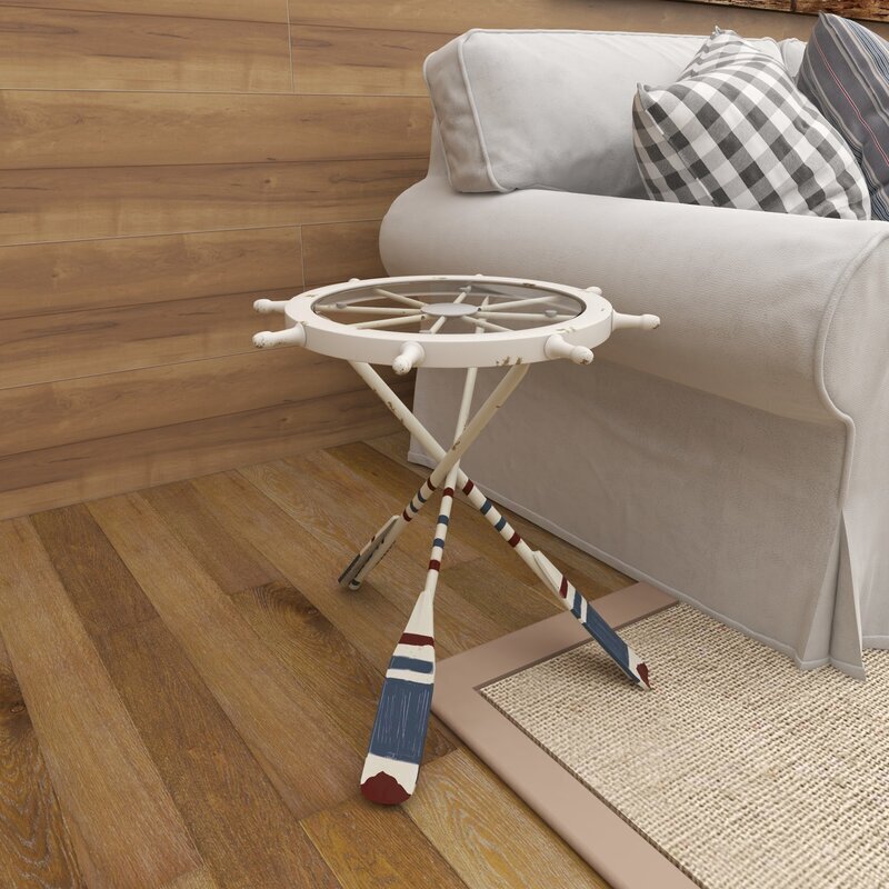 Ship wheel nautical end table