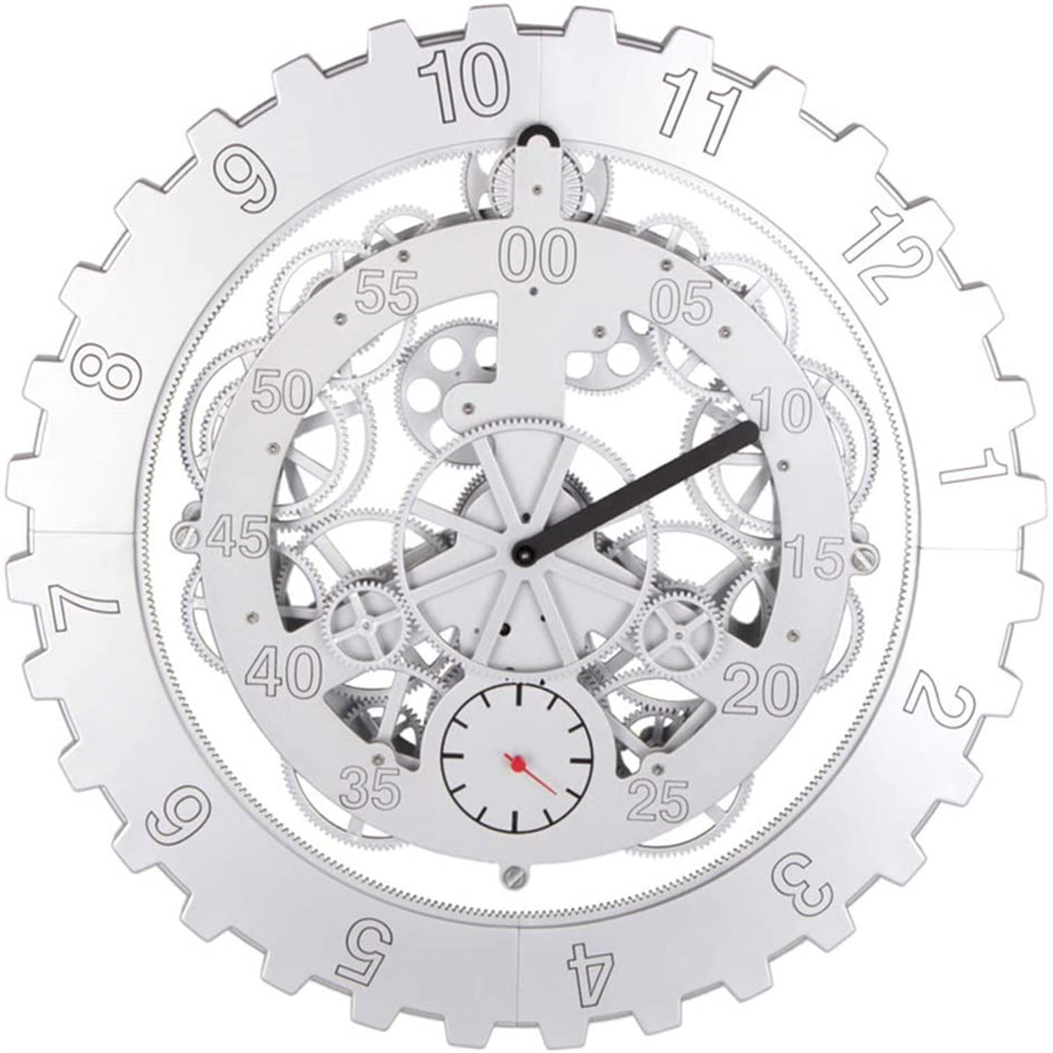 Silver Gear Wall Clock