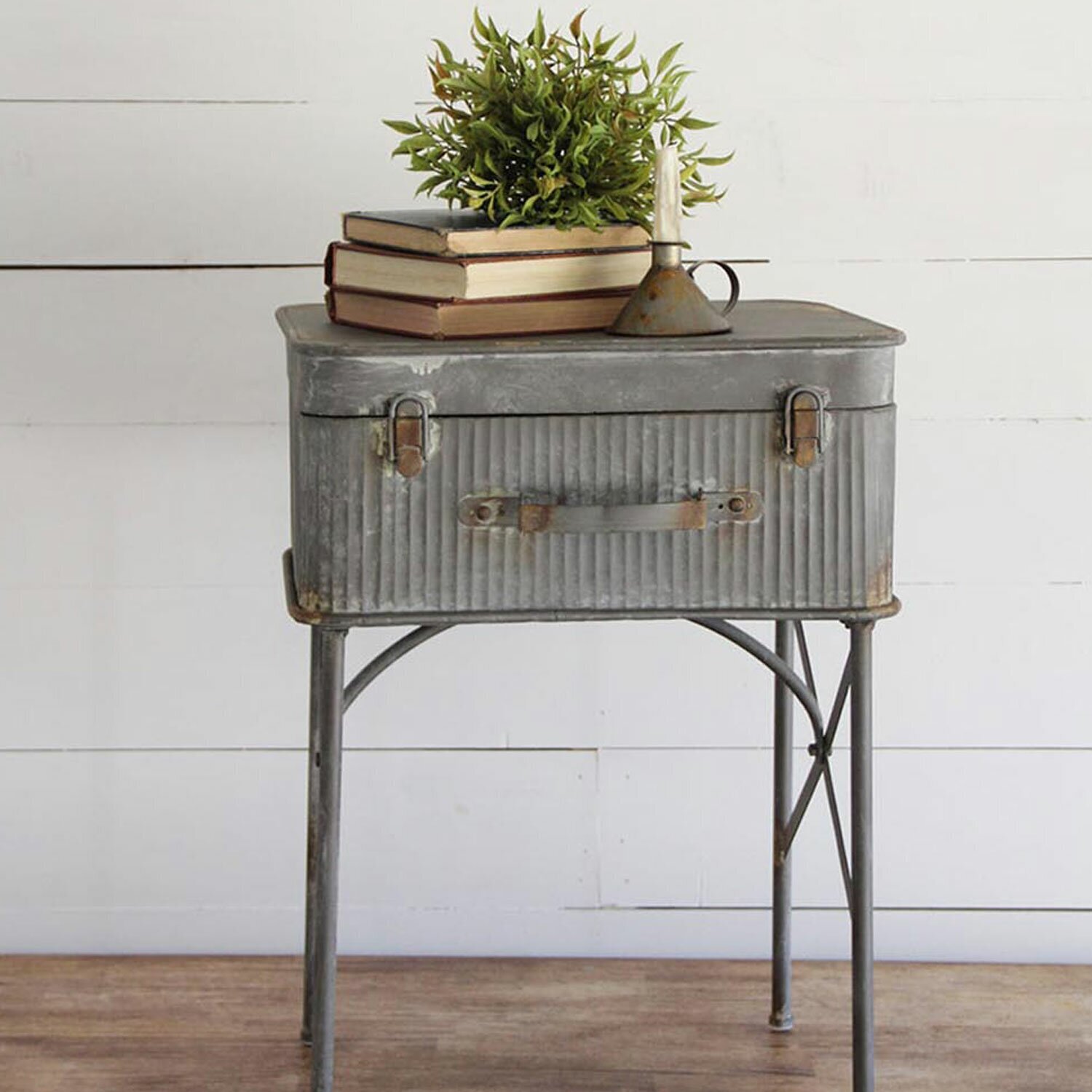 Silver Metal Suitcase Style Table