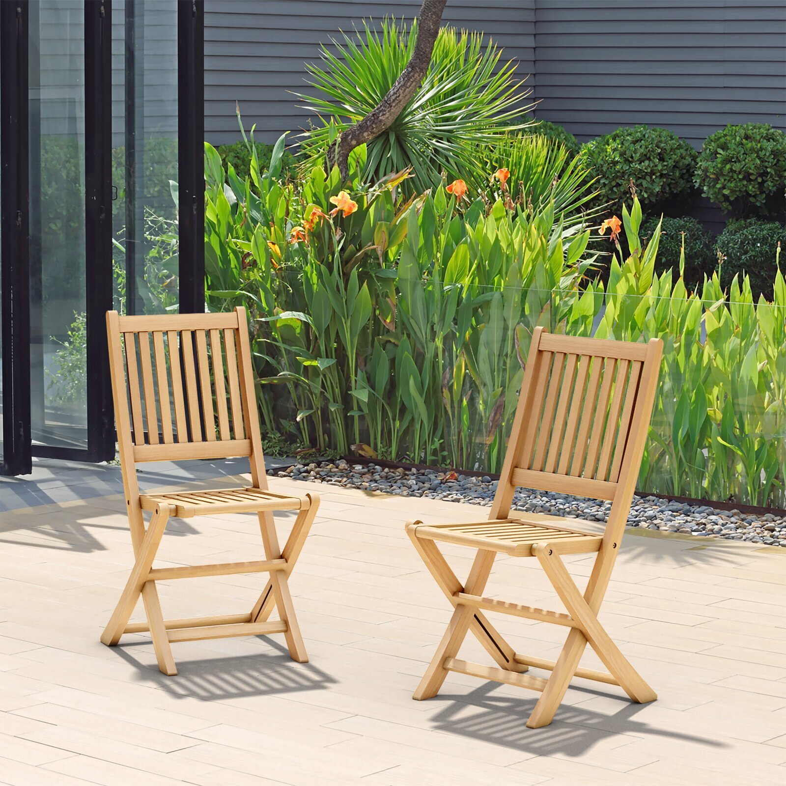 Simple Light Wood Louvered Chair 
