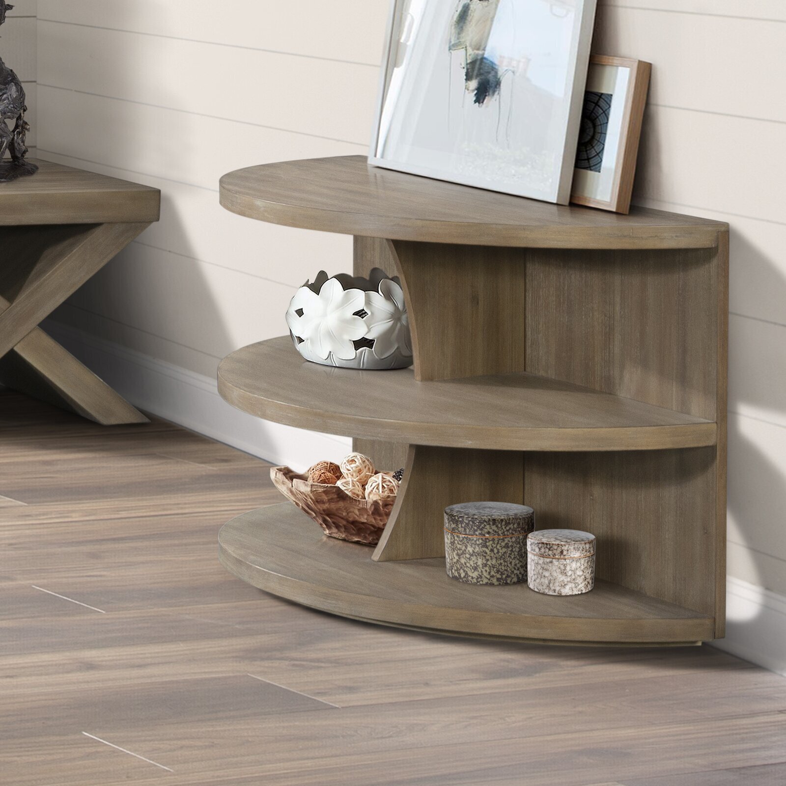 Simplistic Half Table With Shelves