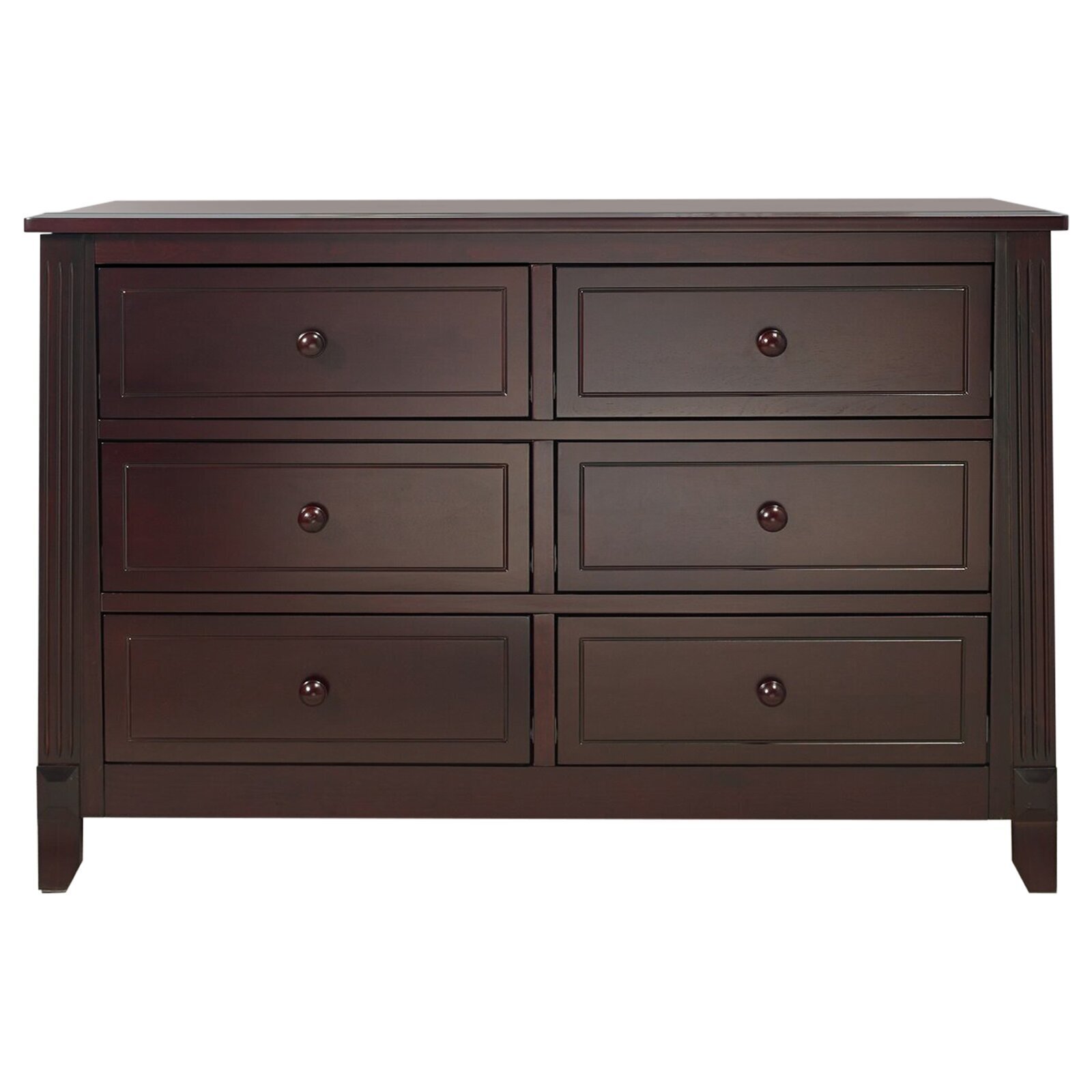 Six drawer espresso double dresser