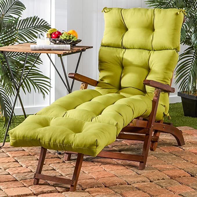 Six Inch Tufted Outdoor Chaise Lounge Cushion