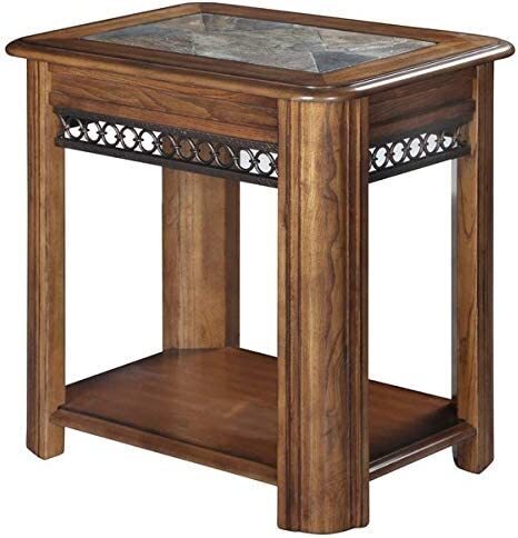 Slate Top Wood End Table