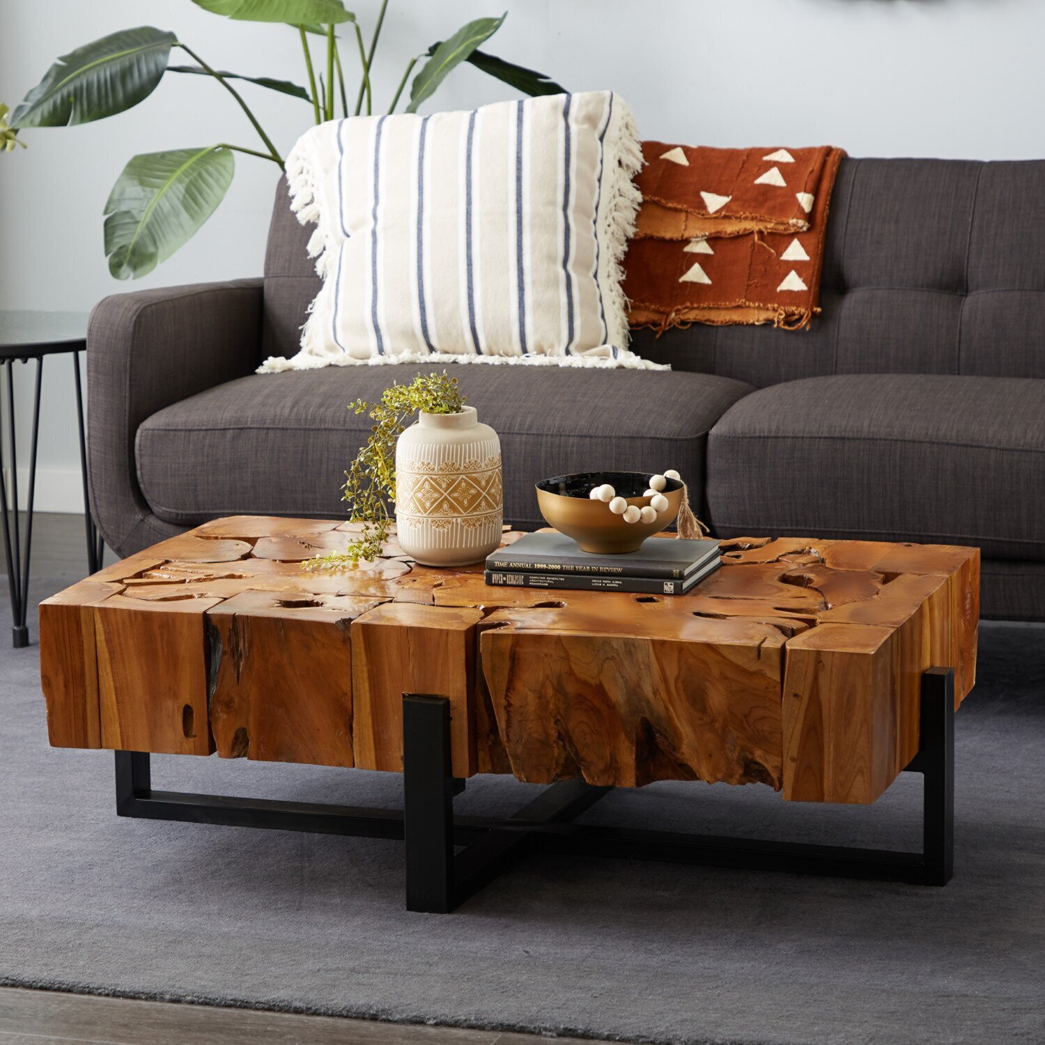 Sled style Teak Wood Coffee Table