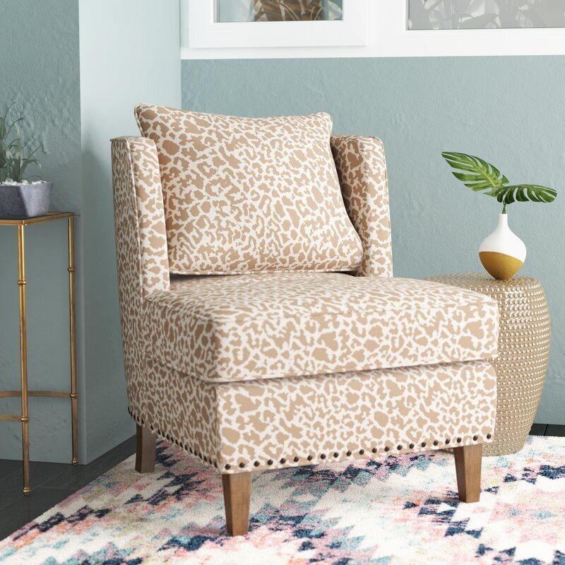 Sleek Neutral Armless Cheetah African Print Chair