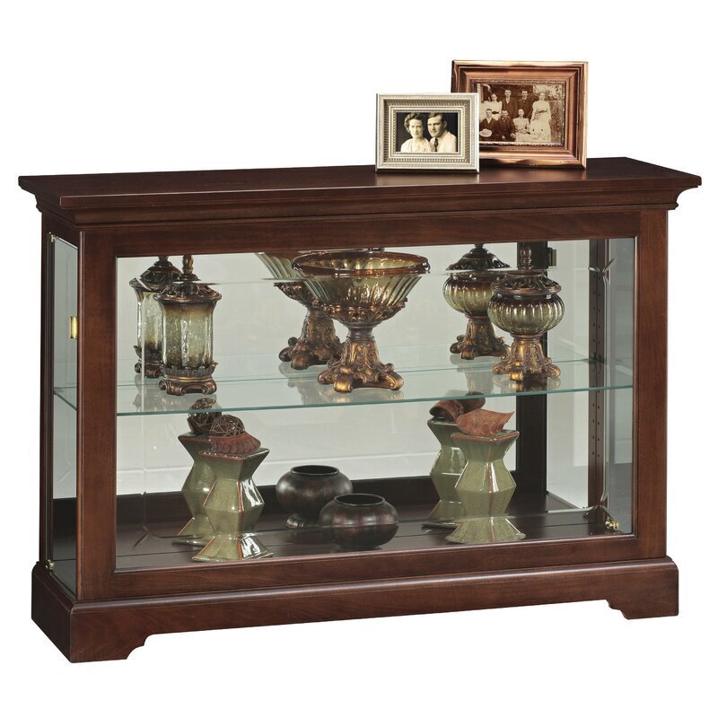 Sleek Short Glass Shelved Curio Cabinet