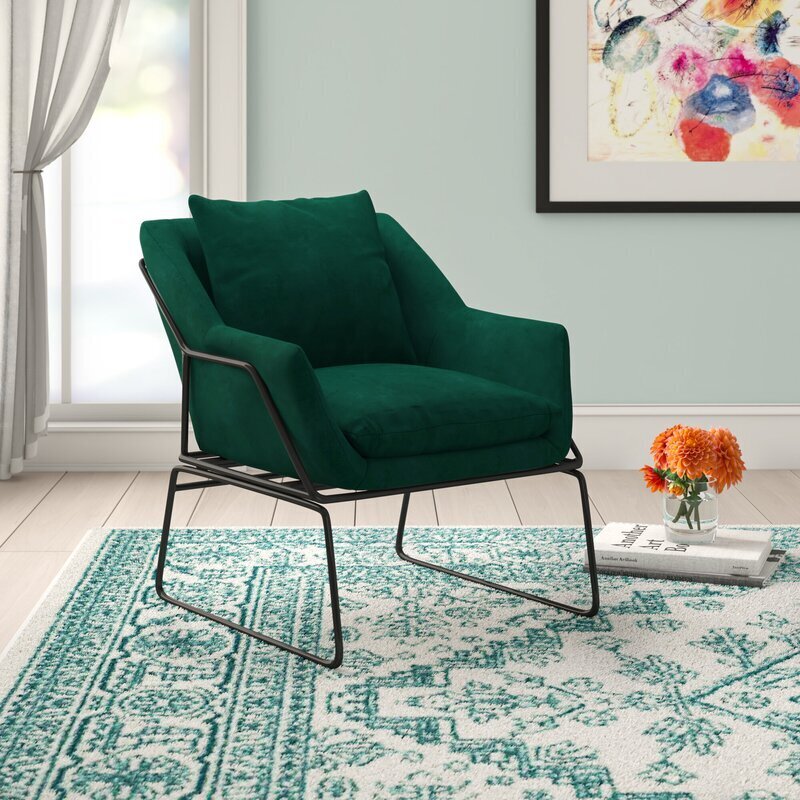 Slim Green Velvet Chair