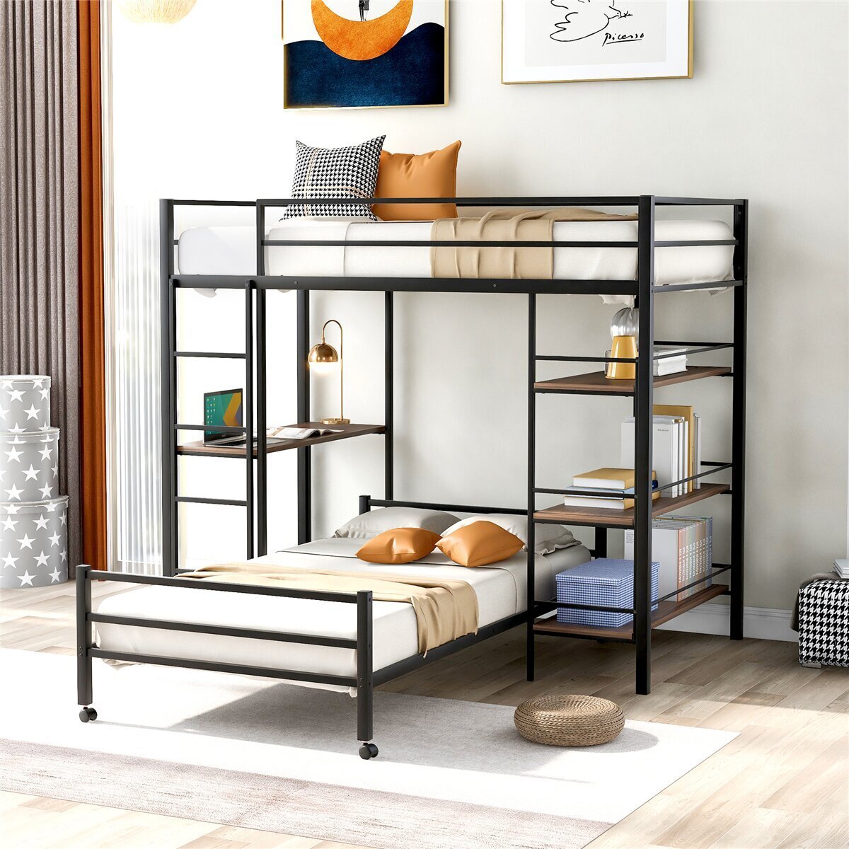 Slim Trundle Bed and Desk