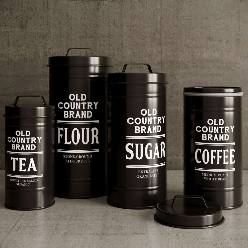 Slogan Black Canisters Set
