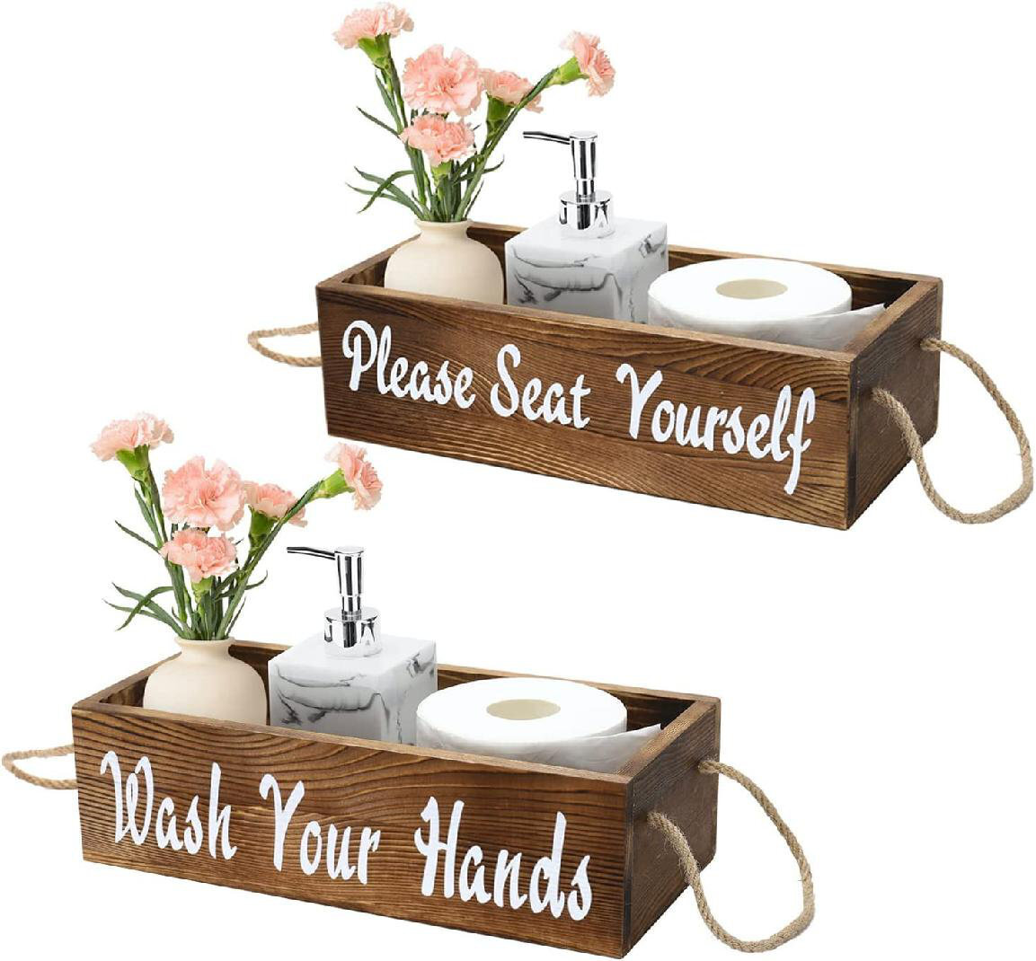 Slogan Dark Wood Bathroom Accessories