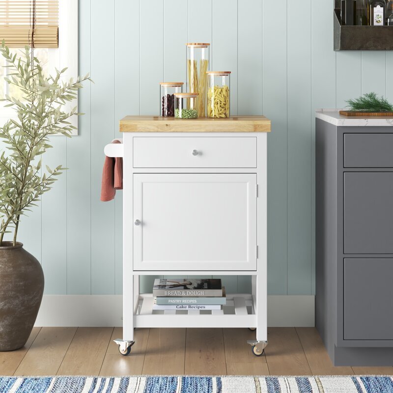 Small Butcher Block Island on Wheels