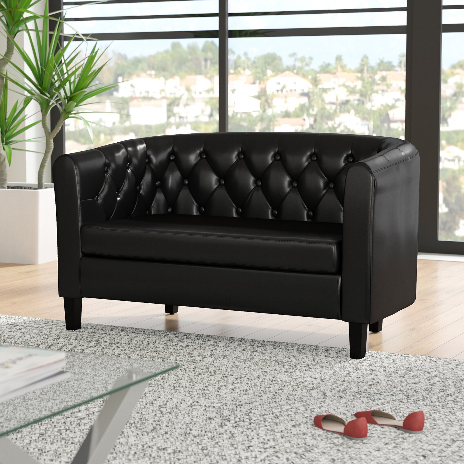 Small Curved Leather Sofa
