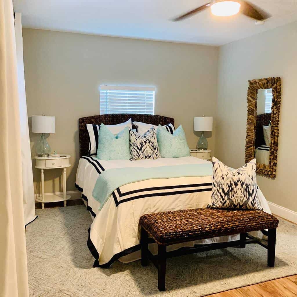 Small Guest Bedroom With Light Blues