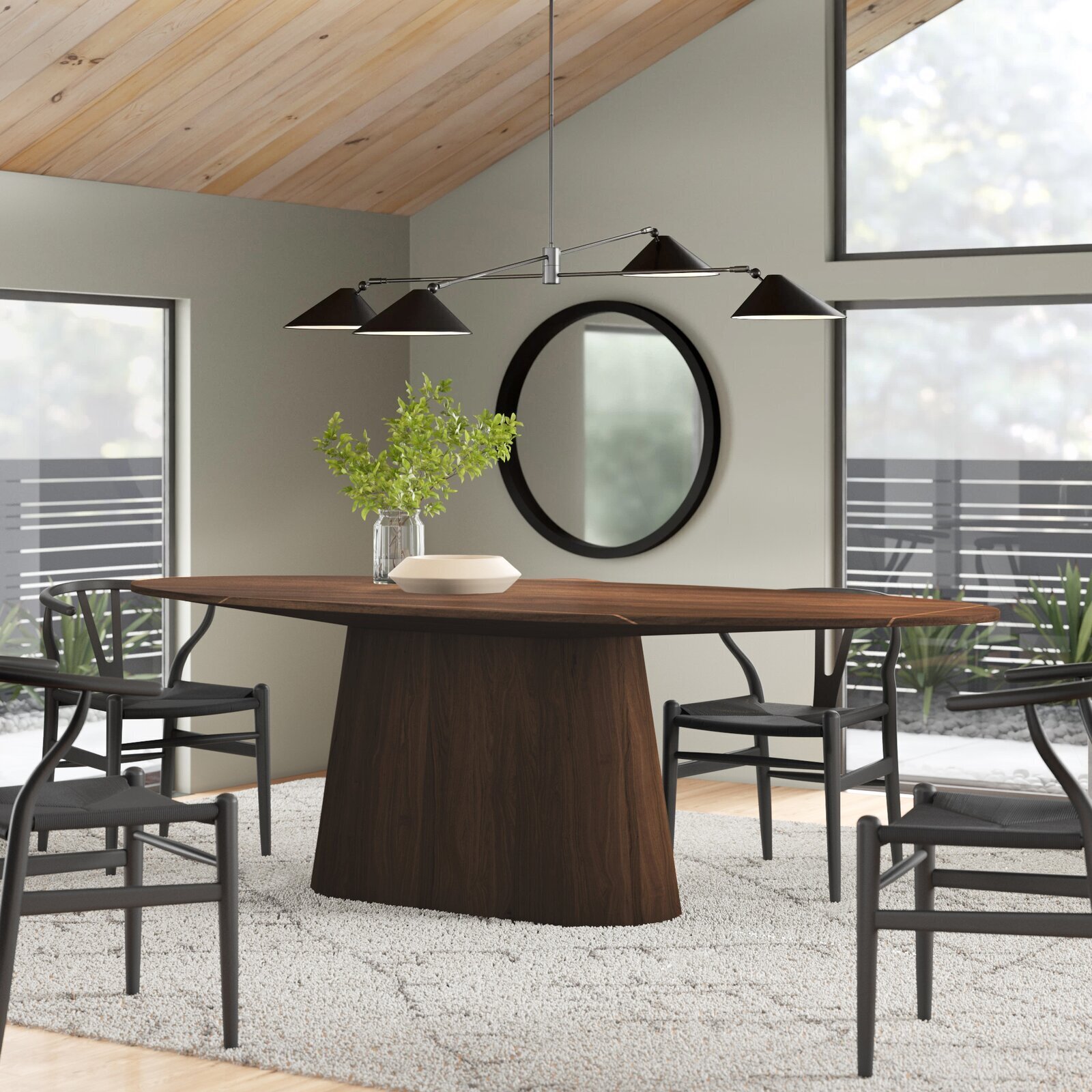 Smooth Wood Oval Dining Table