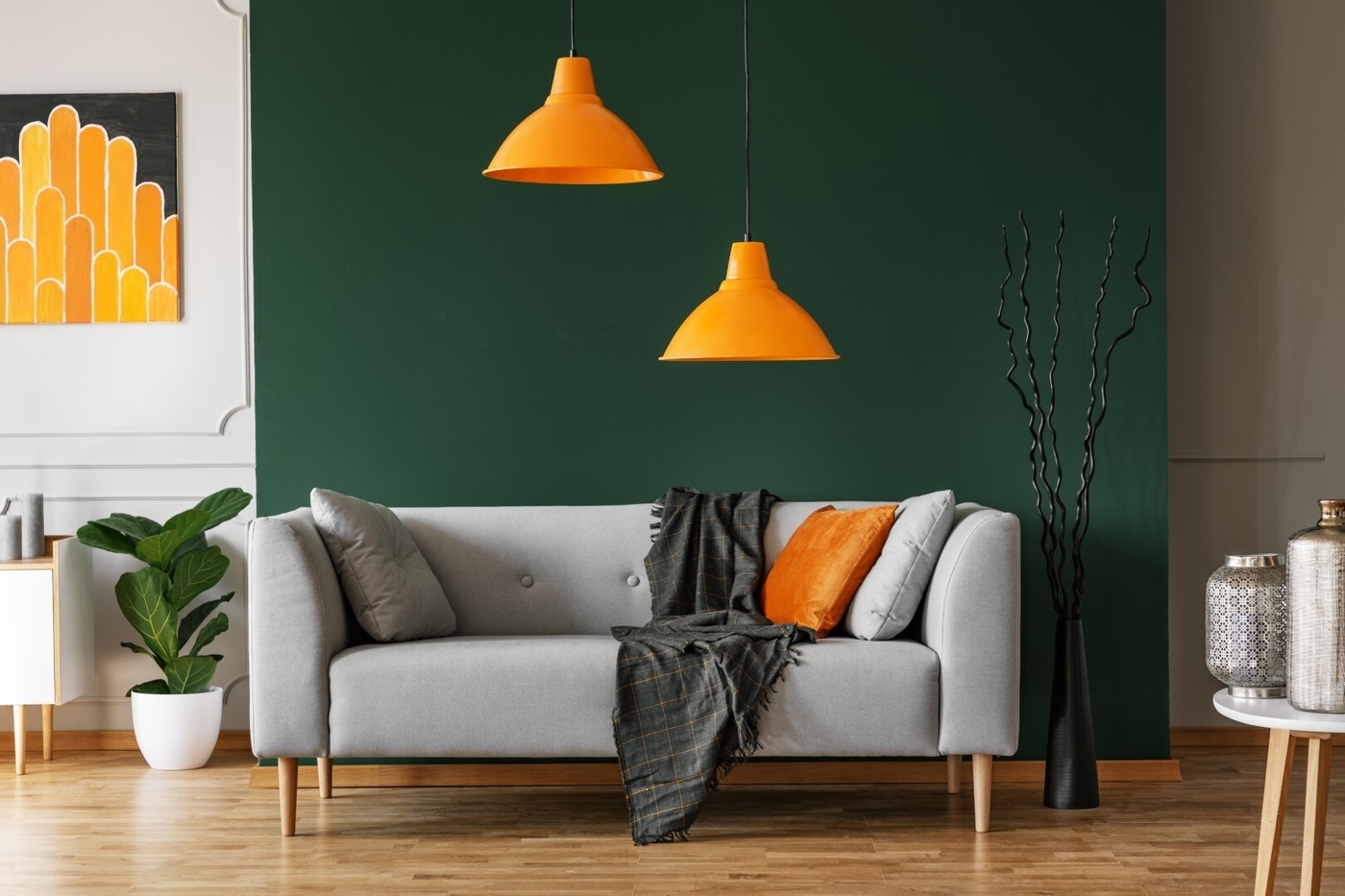 Sofa in bright living room